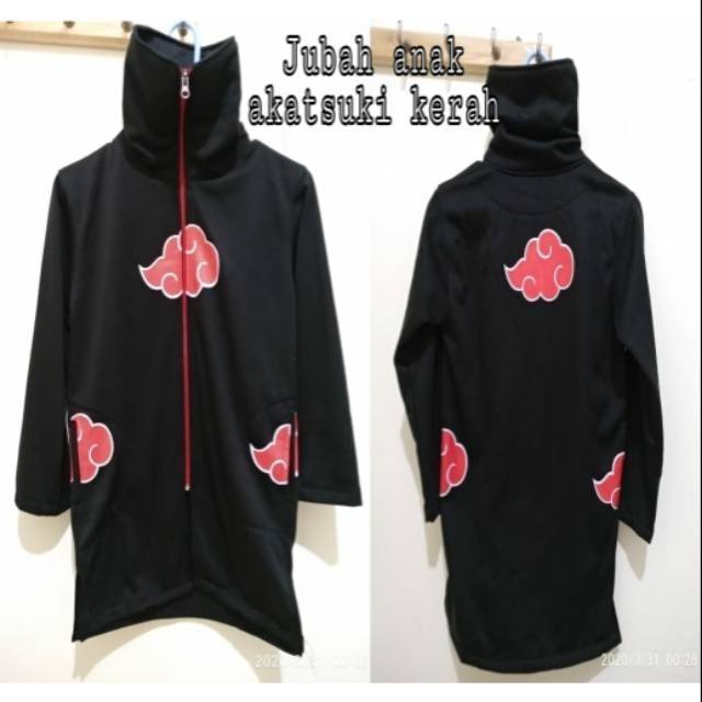 Jaket jubah anak Akatsuki kerah tinggi