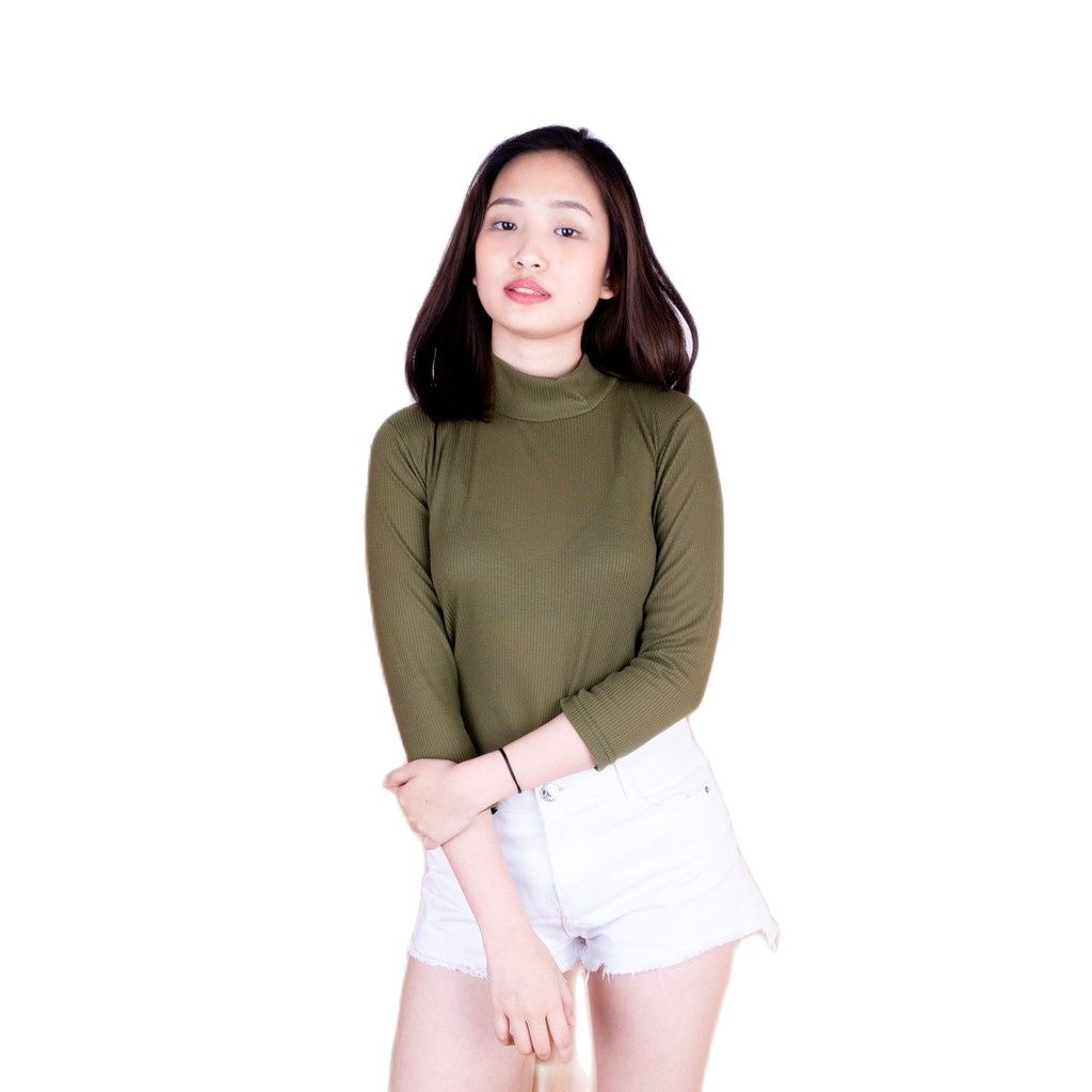 ZASKIYA - Turtle Neck Yoora | Daisy Turtleneck Atasan Wanita Baju RIB Korean Style