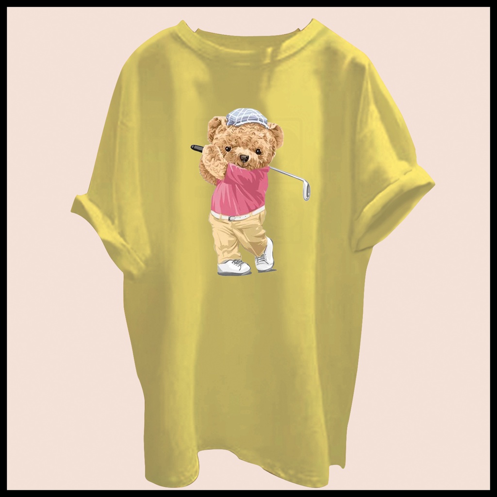 CALVIERO SHOP - BAJU KAOS ATASAN WANITA BEAR GOLF PRINT