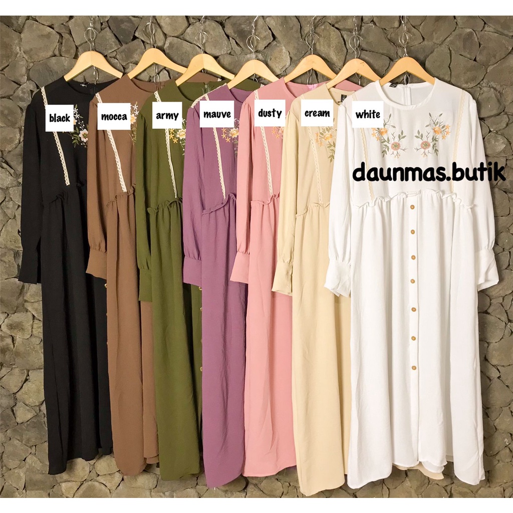 1KG MUAT 3PCS | SERAYA DRESS CRINCLE AIRFLOW BORDIR ASLI HITS OOTD MUSLIMAH SYARI FASHION GROSIR MURAH WANITA TERBEST SELLER