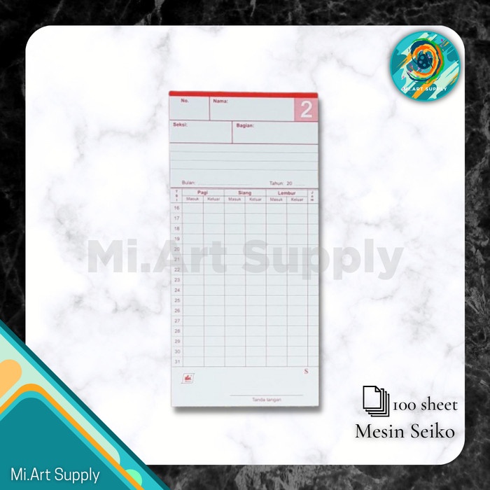 

Kartu Absensi Standard 1 Pack - MESIN SEIKO