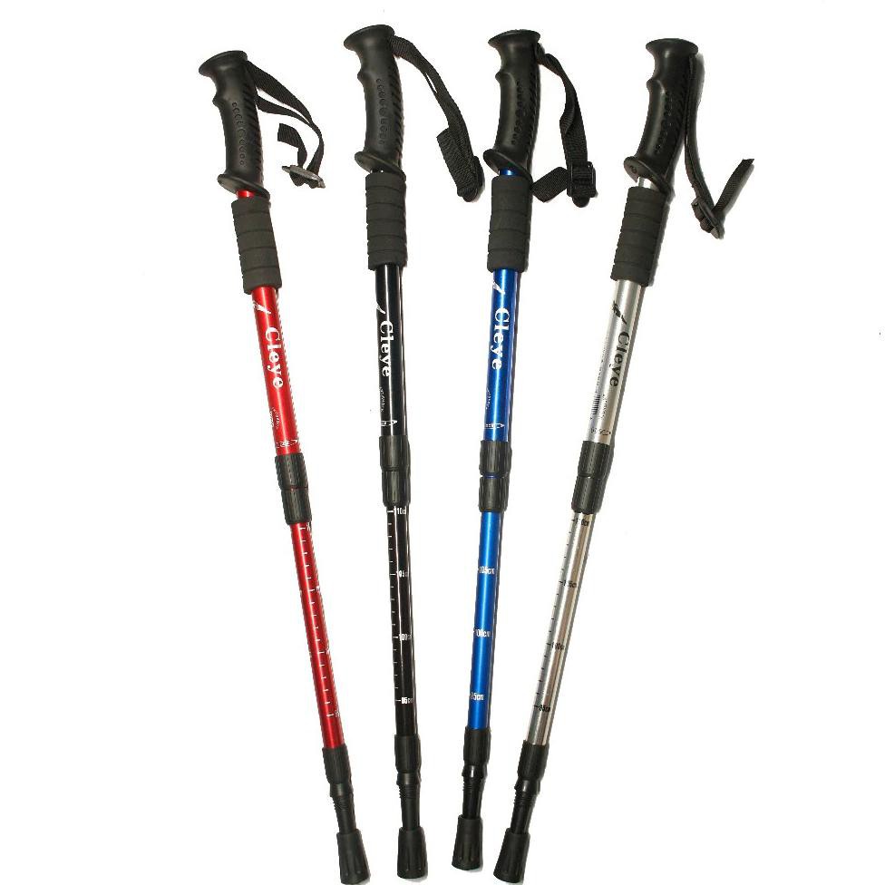 GS8 Tongkat Hiking Trekking Telescopic 4 Section Cleye E4103 Black