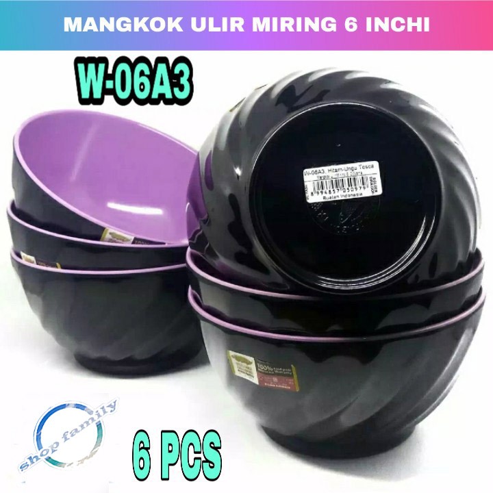 ( 6 PCS) MANGKOK MELAMIN ULIR MIRING GOLDEN DRAGON W-06A3 - UNGU KOMBI