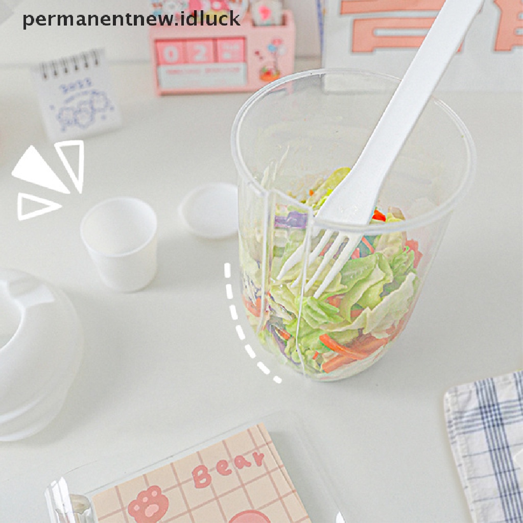 Set Kotak Makan Dengan Garpu Untuk Sarapan Oatmeal Kacang Yogurt Salad