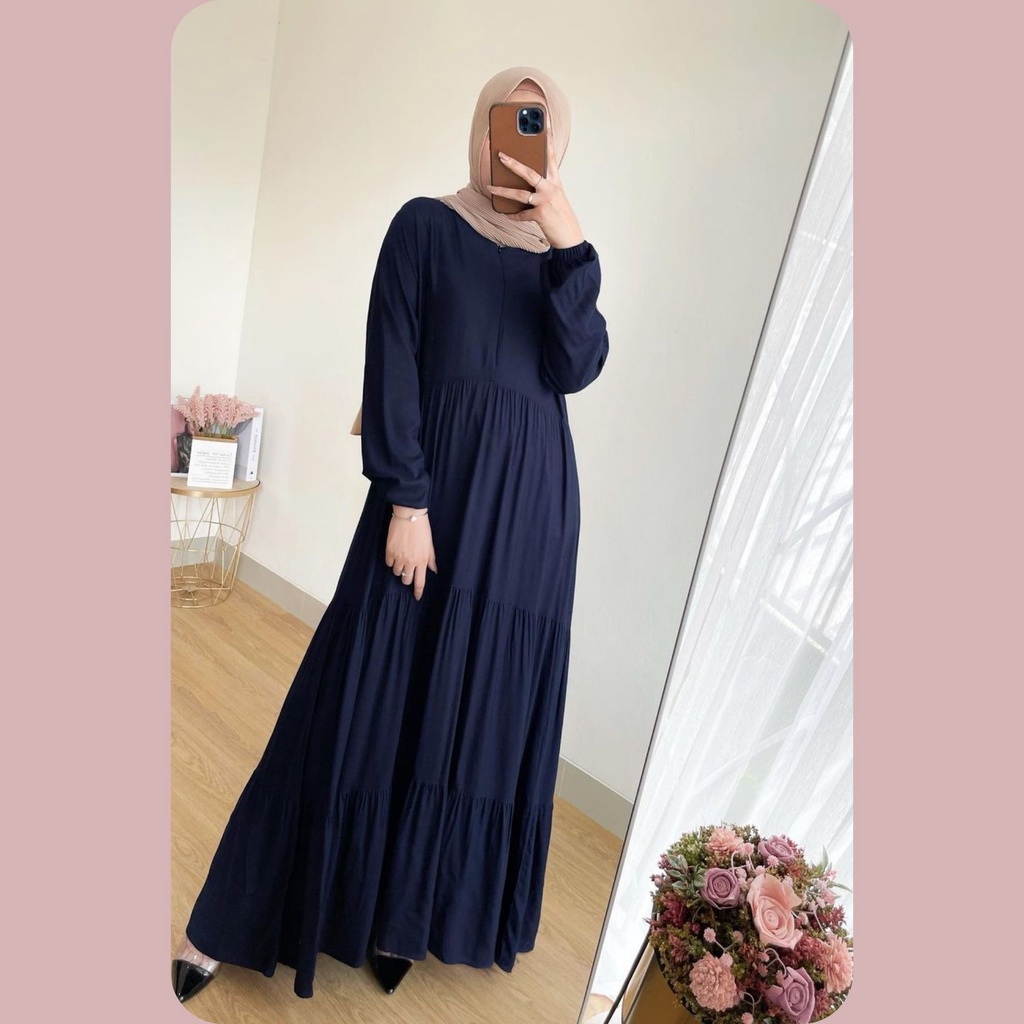 Jessica Midi Dres Wanita Muslim Remaja Busui Jumbo Polos Friendly