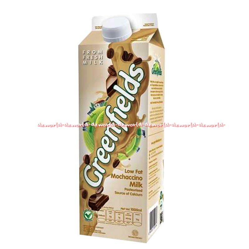 Greenfields Low Fat Mochacino 1L Milk Susu UHT Siap Minum Rasa Moka Mocha 1000ml Green Field Greenfield