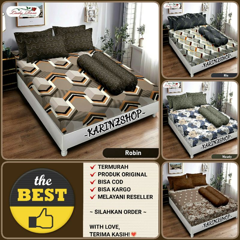 Sprei Lady Rose ( Bantal 2 ) Uk. King 180x200 / Queen 160x200  Cm MAUDY