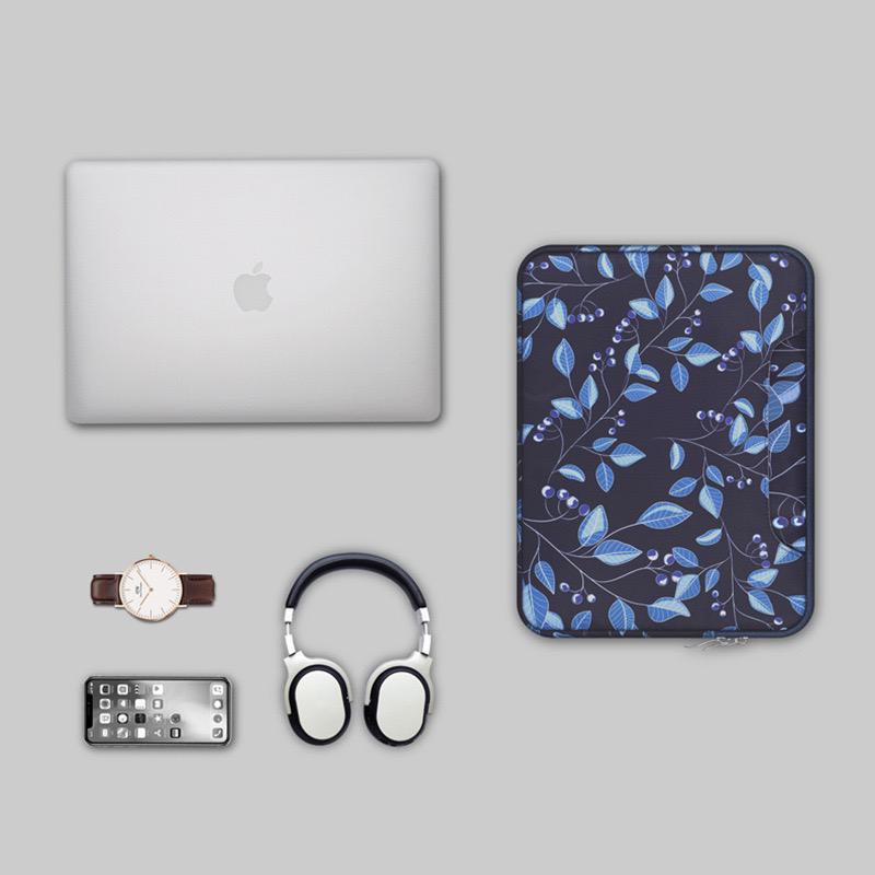 Tas Laptop Macbook IPAD PRO 11 12.9 SAMSUNG TAB Selempang New Leaves 11 12 inch - Biru