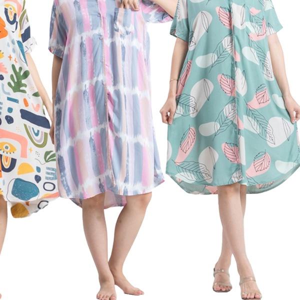 ✺ DS R DASTER KEKINIAN BAJU TIDUR WANITA DEWASA REMAJA TERUSAN BUSUI BAHAN KATUN RAYON KANCING DEPAN