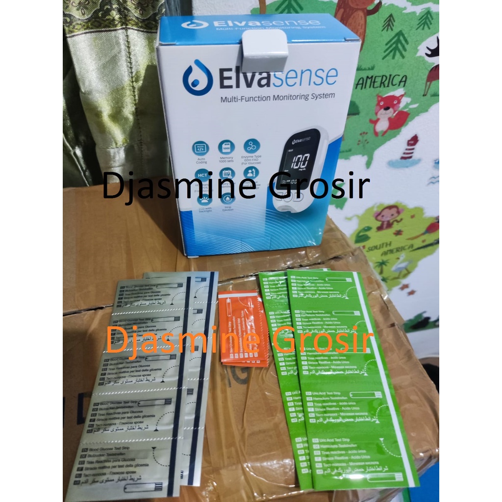 Alat Cek 3in1 Elvasense Free Strip (Gula Darah, Kolesterol &amp; Asam Urat)