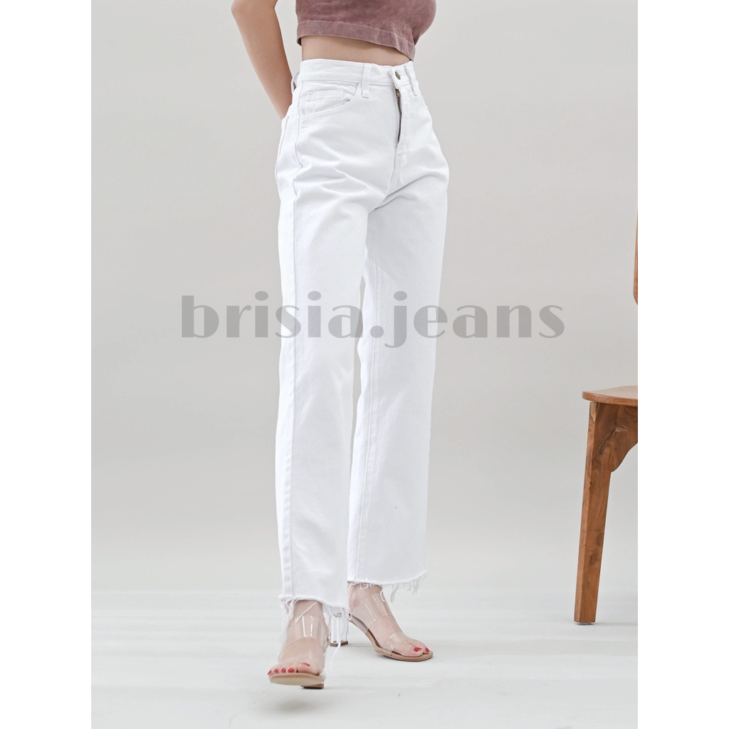 [SIZE 27-38] BELLE Unfinished Boyfriend Cullote Jeans (Highwaist) - White