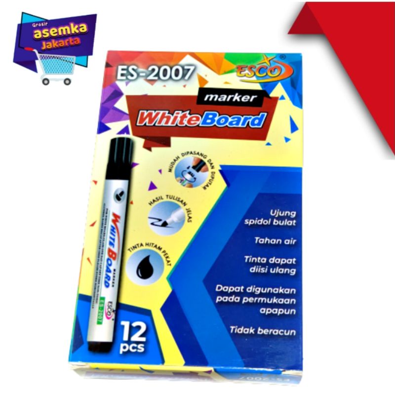 

Spidol Besar spidol papan tulis Whiteboard marker Esco 12pcs