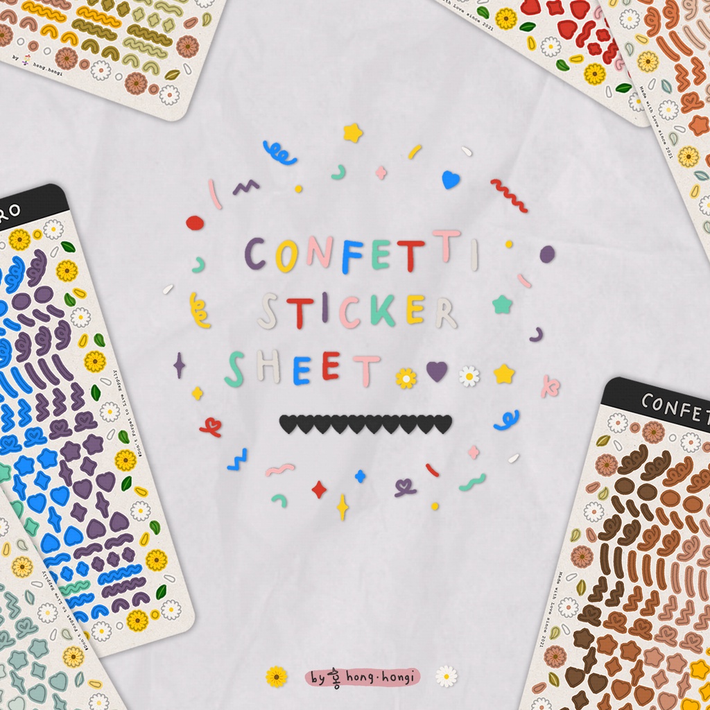 

Confetti Sticker Sheet - Hong.Hongi (272pcs sticker / lembar)