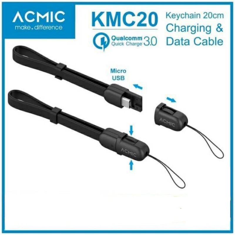 Acmic Kabel Data Charger Keychain/Keyline 20cm Fast Charging KMC20/AC20/KIC20 Original