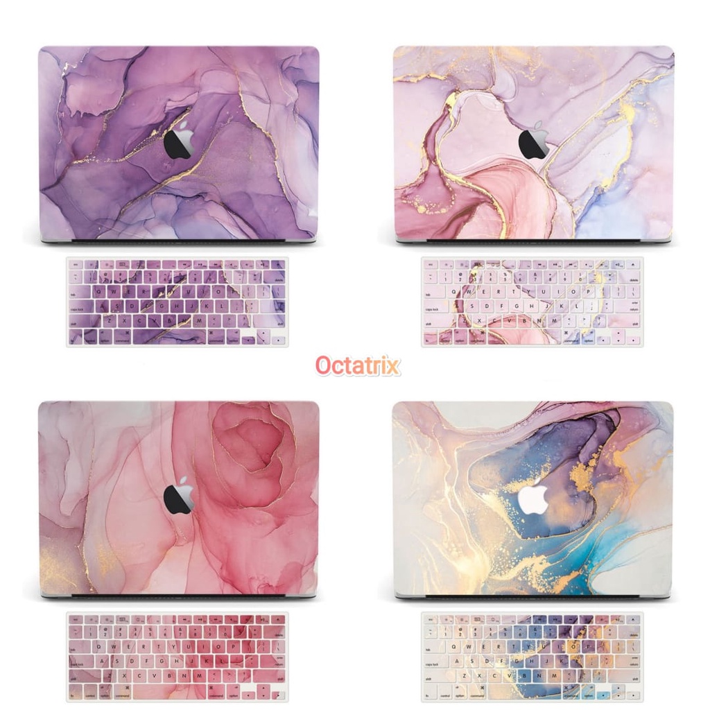 Case pelindung Macbook pro / air 13 Inch M1 casing Marble include pelindung protector keyboard silicone silikon plastik motif keramik keren emas elegan A1932 A2179 A2337 A2251 A2289 A2338