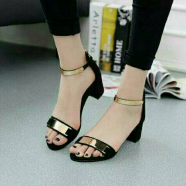 NunuLisaTan- Termurah High Heels Sepatu Hak Wanita Heel TAHU LIS hitam abu 5cm