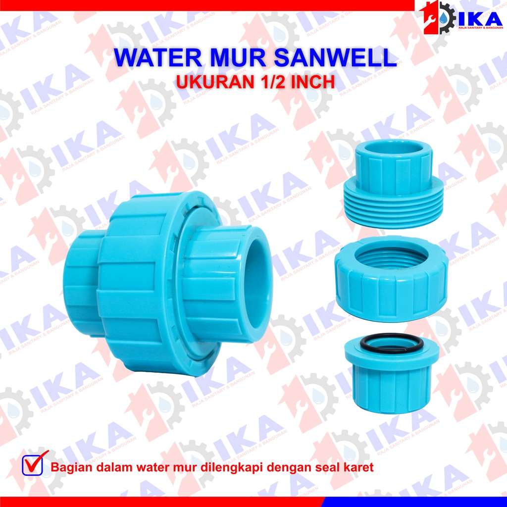 SOK WATER MUR POLOS (MERK SANWELL ORI100%)  1/2 - 11/2 - 11/4 Inch / SAMBUNGAN PIPA KUALITAS BAGUS