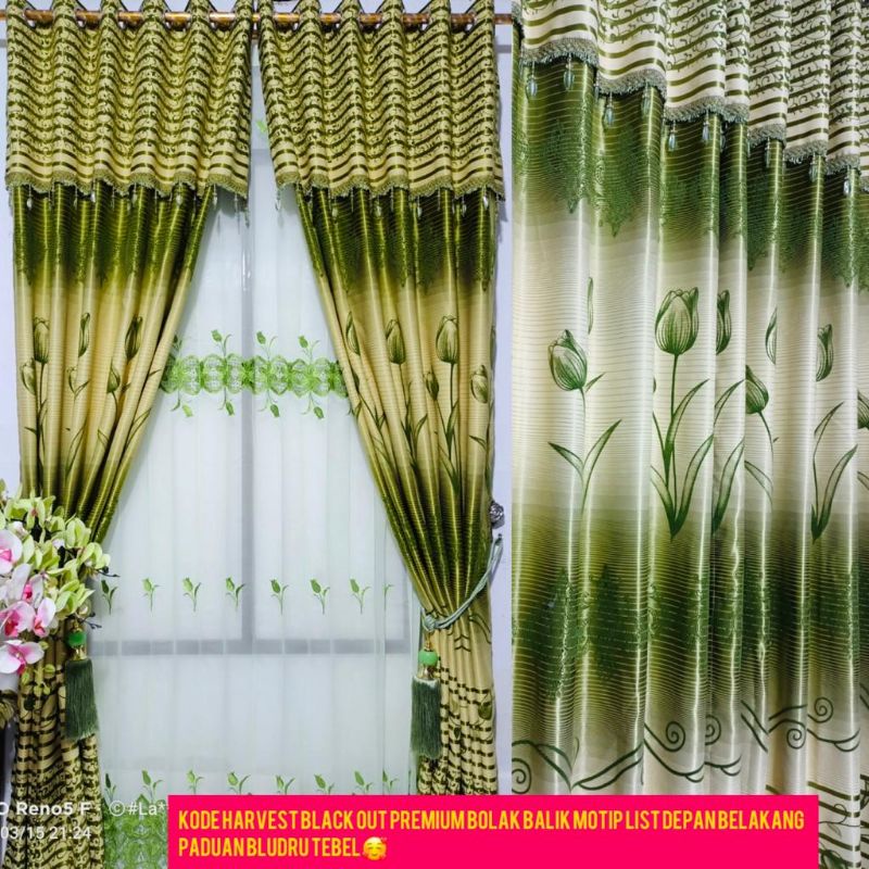Gorden Pintu/Gorden jendela Harvest Blackout Bludru premium mewah / Gorden smokring / Gorden mewah/ 