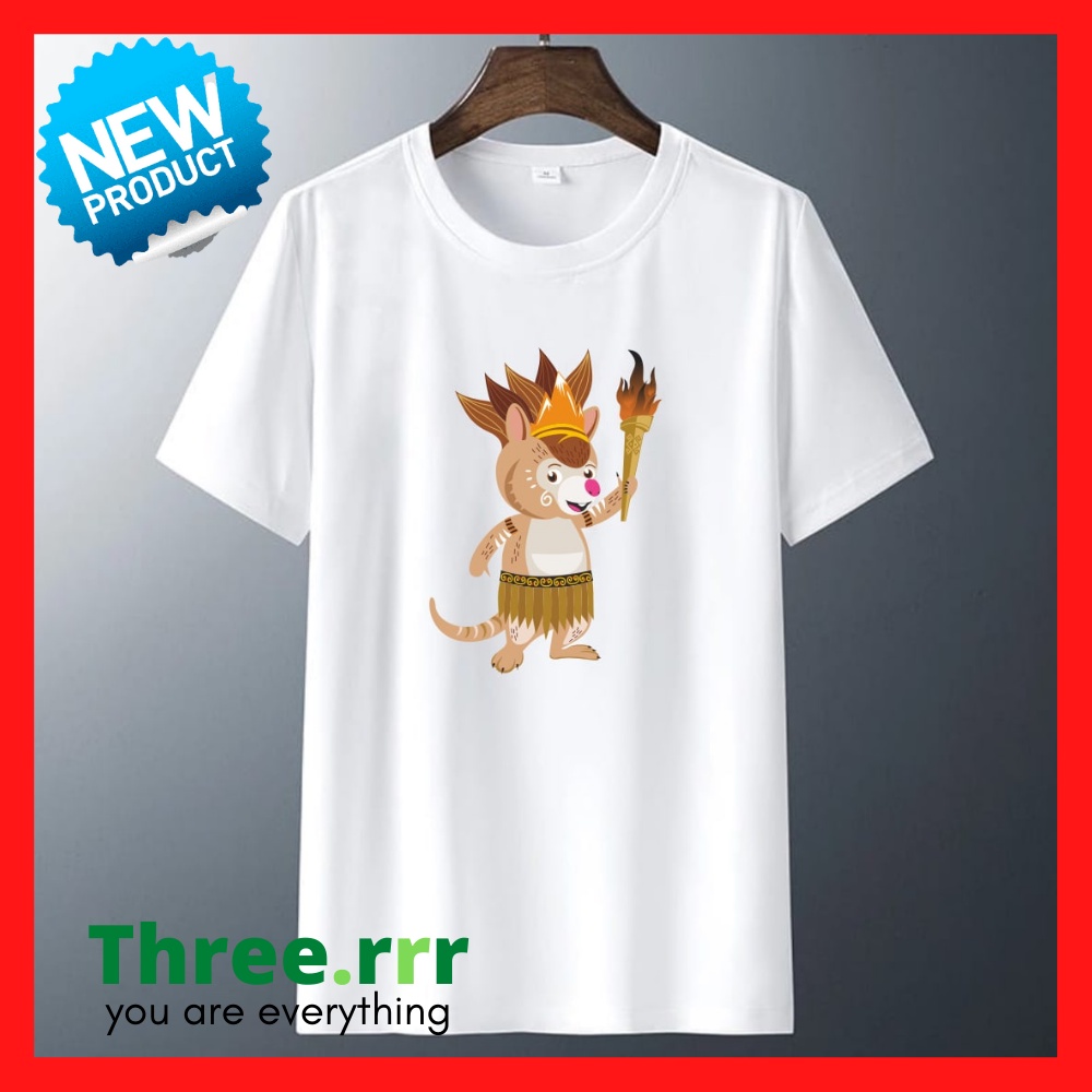 Baju kaos atasan pria wanita cowok cewek MASKOT PON PAPUA 2021 putih termurah tebaru terlaris