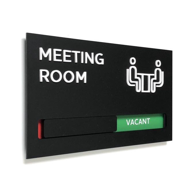 

Kubik Letters Acrylic Sign Meeting Room with Slider (Dual Messages)