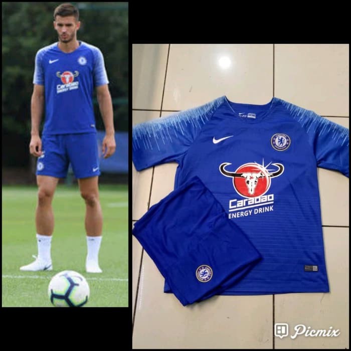 Baru 1 Stel Dewasa Jersey Bola + Celana Chelsea Training 18/19 Grade Ori |