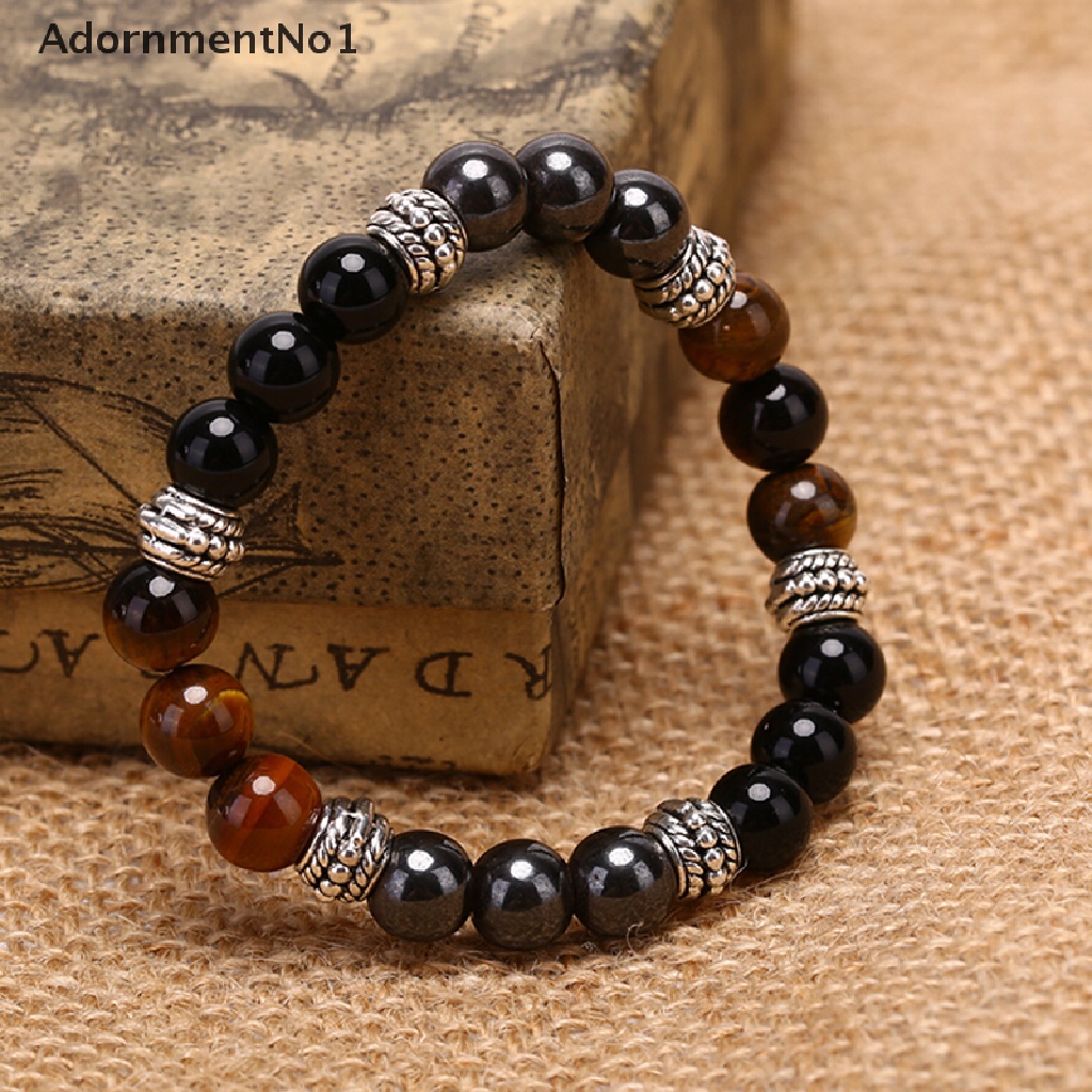 (AdornmentNo1) Gelang Manik Batu Hematite Obsidian Tiger Eye Alami Untuk Wanita