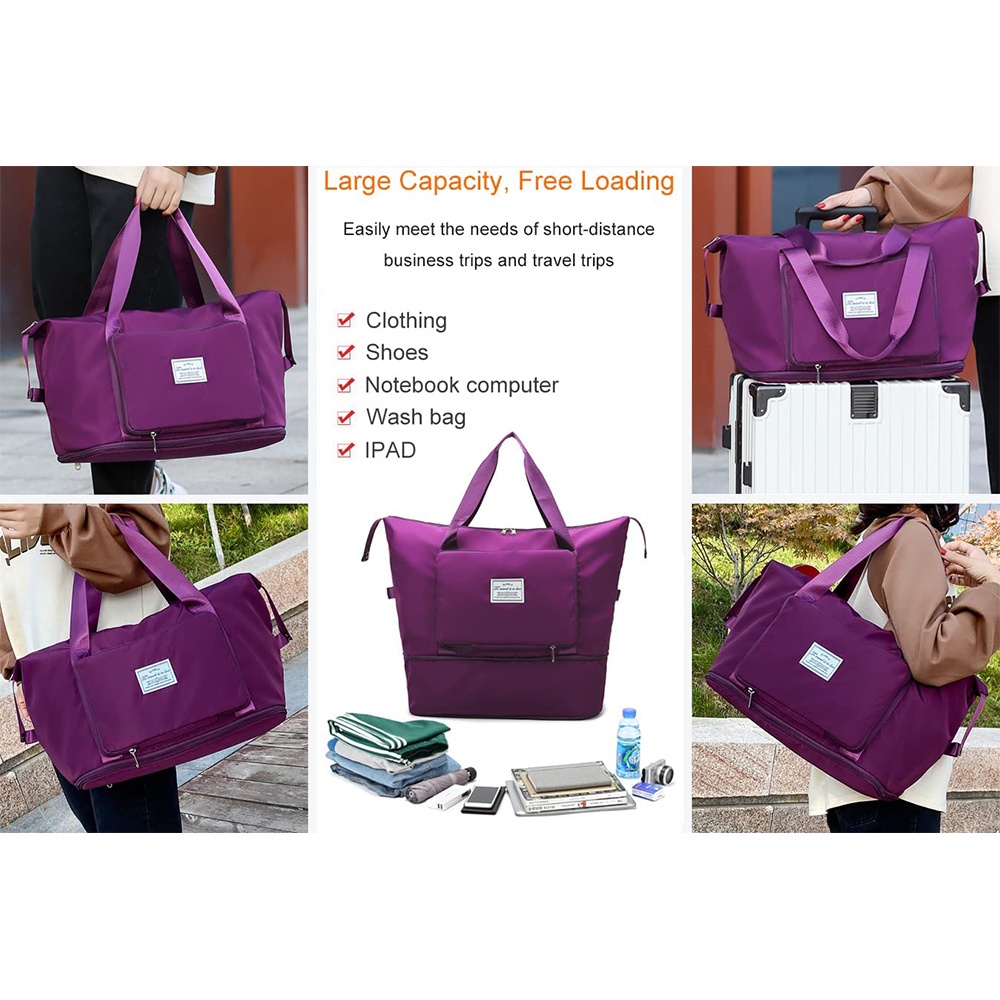 TAS TRAVEL LIPAT TRAVEL BAG JINJING JUMBO ANTI AIR Dapat Dilipat Baju Gym Senam Olahraga Wanita Pria Korea Style