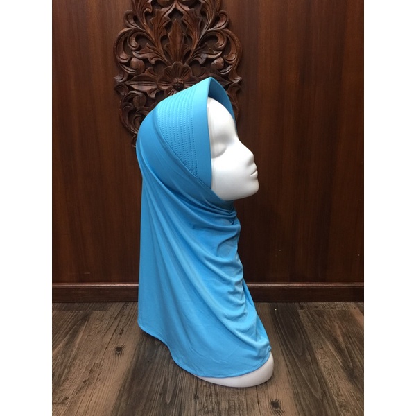 Hijab Sport Linear. Bergo Pendek, Bergo Sekolah-biru muda