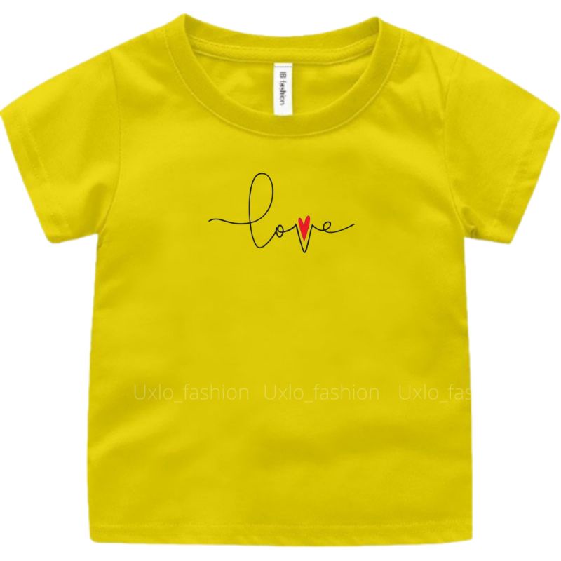 BAJU KAOS ANAK PEREMPUAN DAN LAKI LAKI MURAH LENGAN PENDEK IDEAL UMUR 2 3 4 5 6 7 8 9 TAHUN MOTIF LOVE TULISAN UXLO FASHION