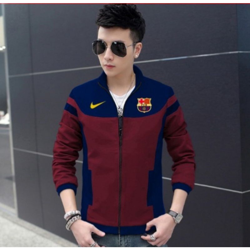 BPS COD Jaket Pria BARCA Marun jacket bola cowok spain football club barcelona