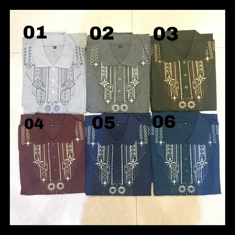 PROMO BAJU KOKO BAHAN KAOS TANGAN PANJANG/ BAJU KOKO BORDIR/BAJU MUSLIM PRIA KOKO LAKI-LAKI MURAH