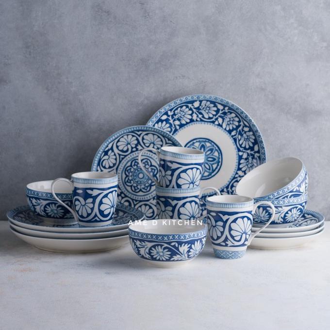 ] Dinner set sango 16 pcs Moana blue
