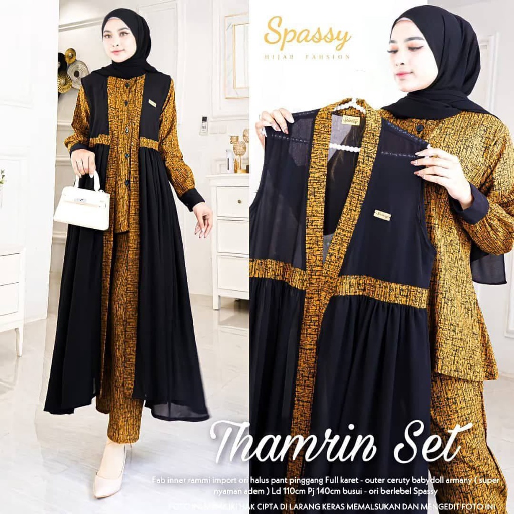 GAMIS ROMPI THAMRIN SET LABEL MADANI GAMIS VIRAL KEKINIAN DRESS MUSLIMAH GAMIS TERBARU DRESS WANITA 