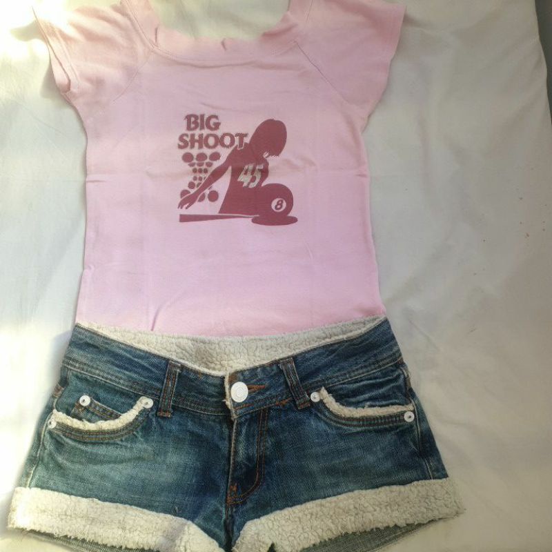 set baju kaos + hot pant anak remaja /dewasa preloved murah