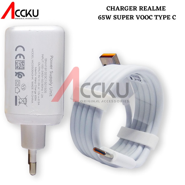 Charger Realme 65W Super Vooc Fast Charging Type C Charger Realme Flash Charging Original