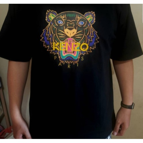 KAOS BAJU TSHIRT FASHION BRANDED PRIA WANITA KENZO WITH LOGO COMBED 30S