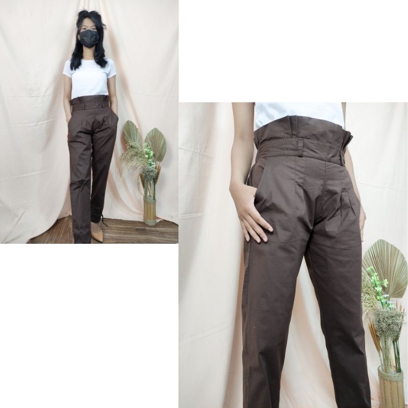 SB Collection Celana Panjang Anggreini High Waist- Hitam, Navy, Cokelat , Abu, dan Cream