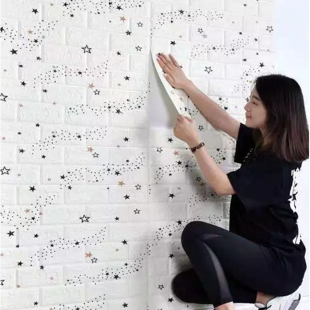 Wallpaper Dinding Foam 3D Motif Unik Waterproof walpaper dinding Ukuran 70x39 CM U96 / U138 / U139