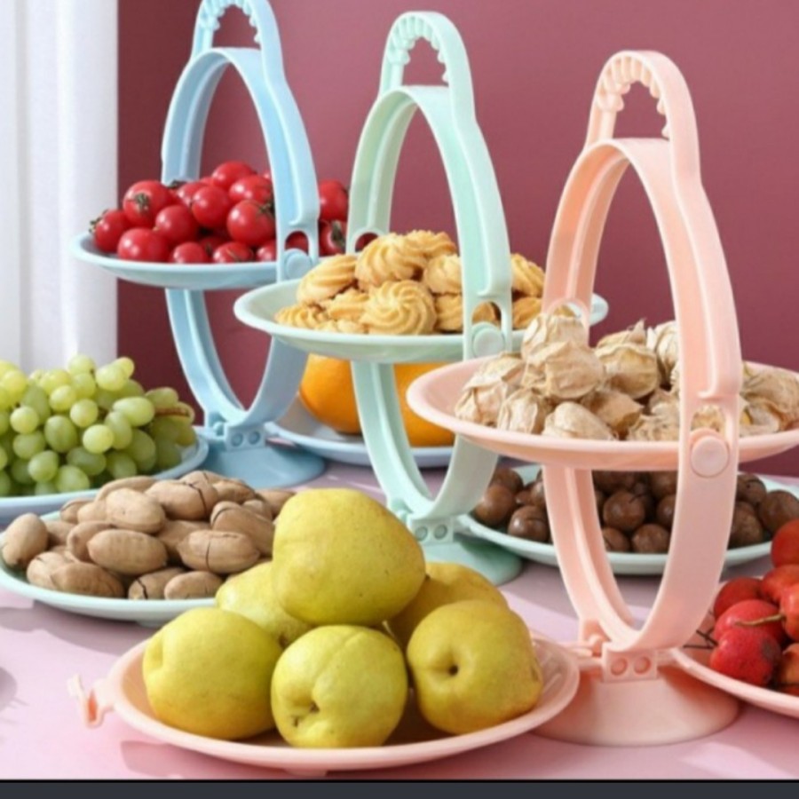 Portable fresh fruit plate tray food rak wadah mangkok saji dapur buah