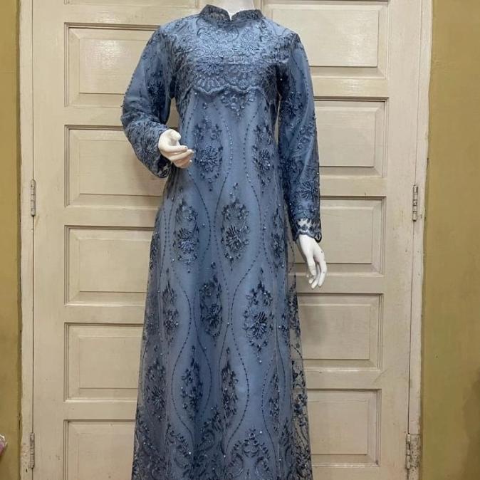 Kebaya Gamis Brokat Modern Rample / Gamis Tulle Bahan Premium