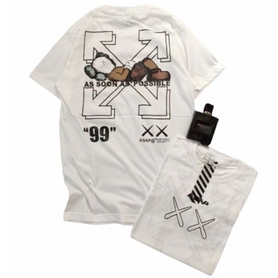 KAOS OFF WHITE X KAWS ASAP PUTIH / BAJU OFF WHITE / TSHIRT OFF WHITE / MIRROR ORIGINAL 1:1