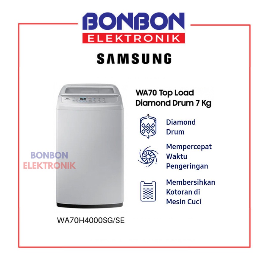 Samsung Mesin Cuci 1 Tabung 7KG WA70H4000SG / WA-70H4000-SG / WA70H4000