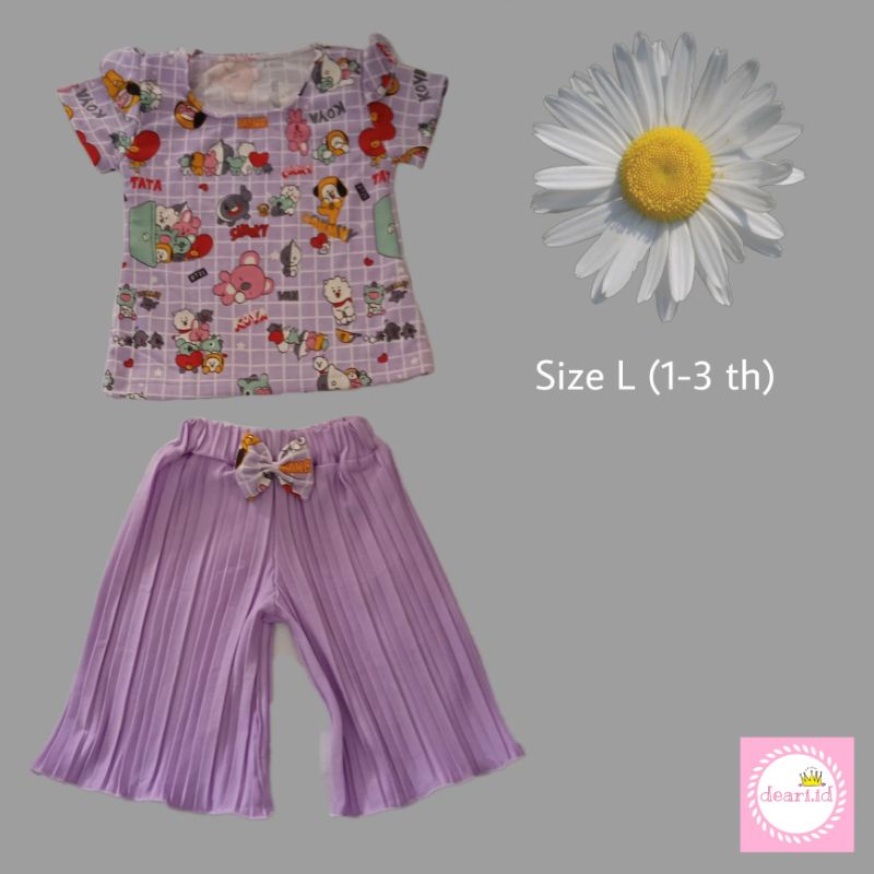 Setelan Baju Anak Perempuan Celana Plisket