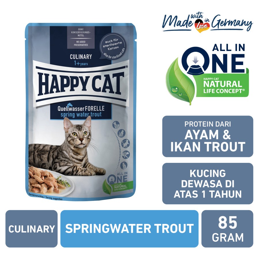 Happy Cat Makanan Kucing Basah Culinary Springwater Trout POUCH