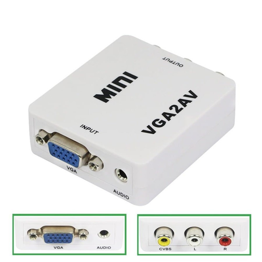 Vga to av audio 1080p converter mini box adapter - Konverter vga to rca pal-ntsc