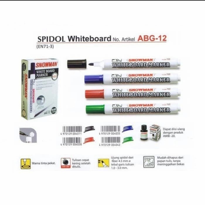 

spidol whiteboard snowman abg12