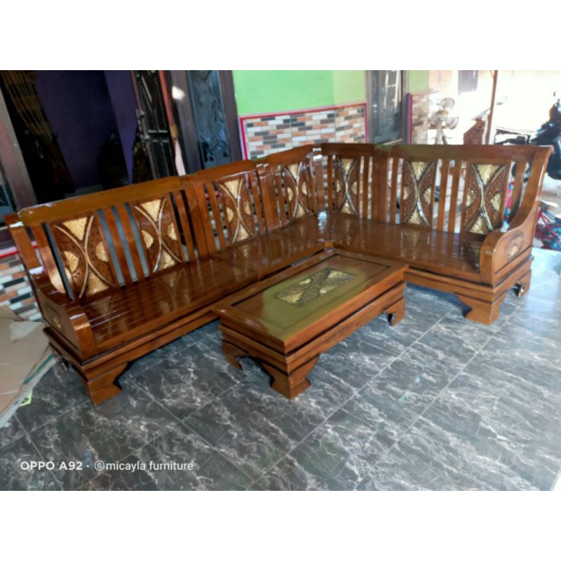 kursi tamu kayu jati ruang tamu material jati asli jepara free bantal peluk