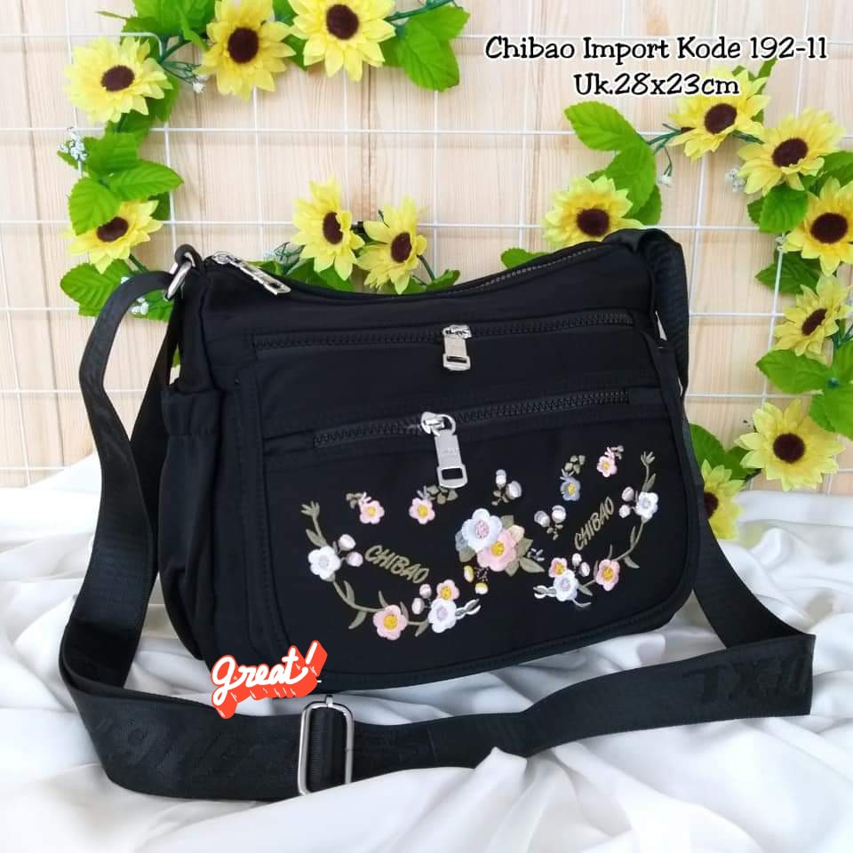 Tas slempang Wanita Chibao 192-11 Motif Bunga size 28x21x12cm Tas Wanita Terbaru BISA BAYAR DITEMPAT