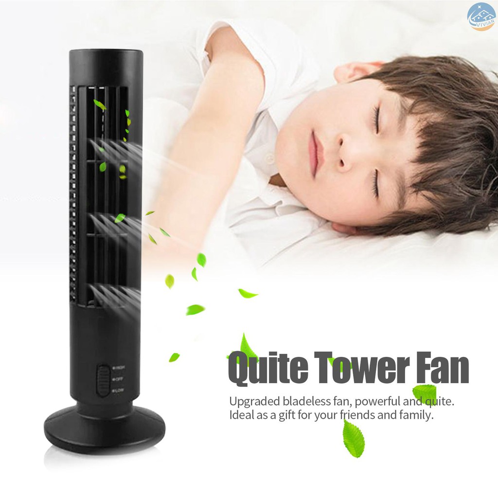 Vian Portable Tower Fan Quiet Bladeless 2 Speed Electric Fan Usb Powered Tower Fan Vertical Air Conditioning Fan For Indoor Bedroom Home Office Shopee Indonesia