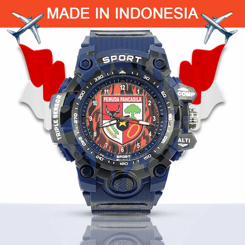 {Istimewa} Jam Tangan Pemuda Pancasila (PP) Biru  Army - Water Resistant